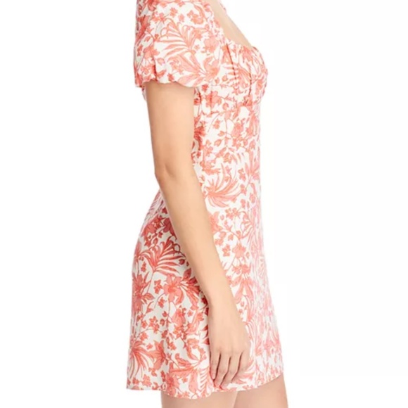 AQUA Puff Sleeve Mini Floral Lined Cotton Population Dress - Exclusive Size XS - Picture 4 of 16